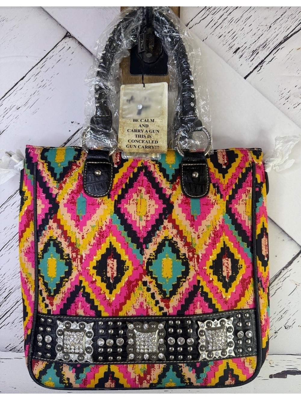 Montana West Aztec Concealed Carry Tote Purse Jeweled Studded Western Handbag